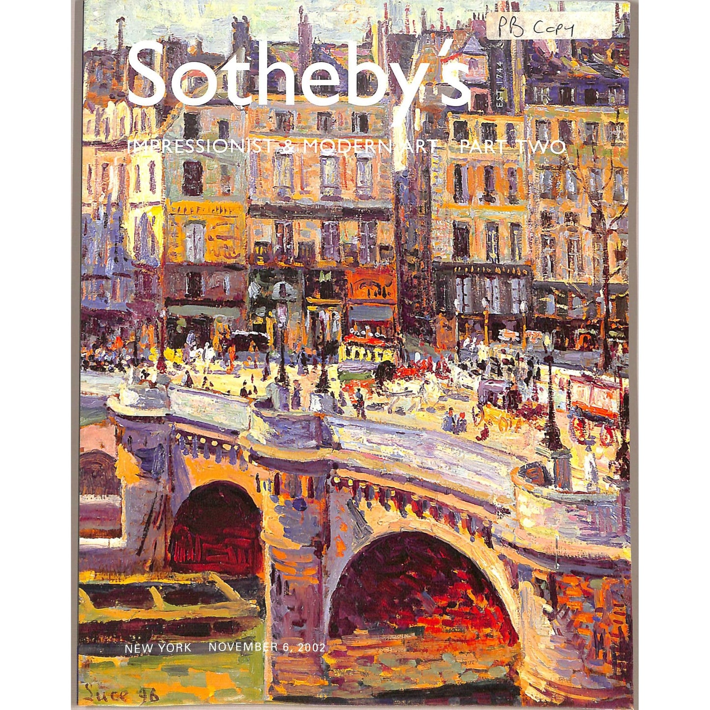 Sotheby's Impressionist & Modern Art Part 2 Auction Catalog November 6, 2002