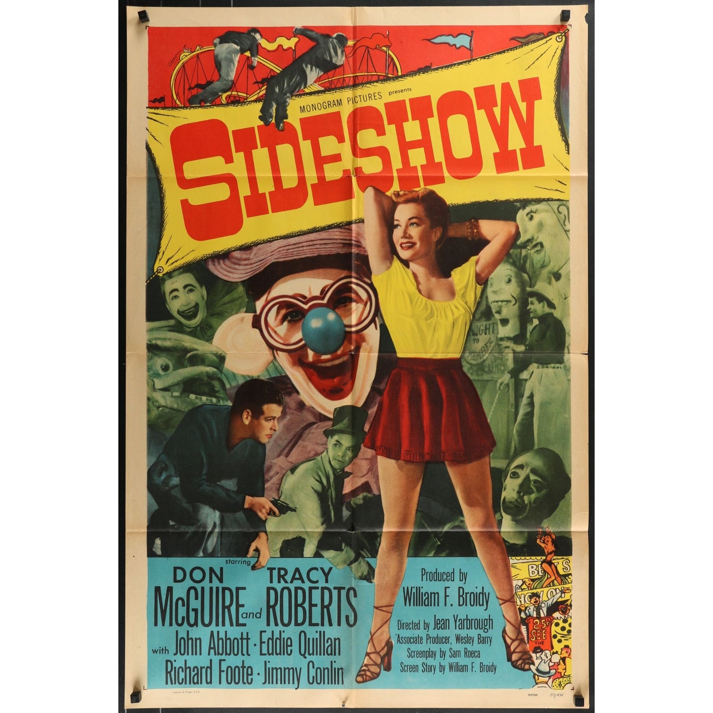 Sideshow (1950) Original Folded Movie Poster 27x41