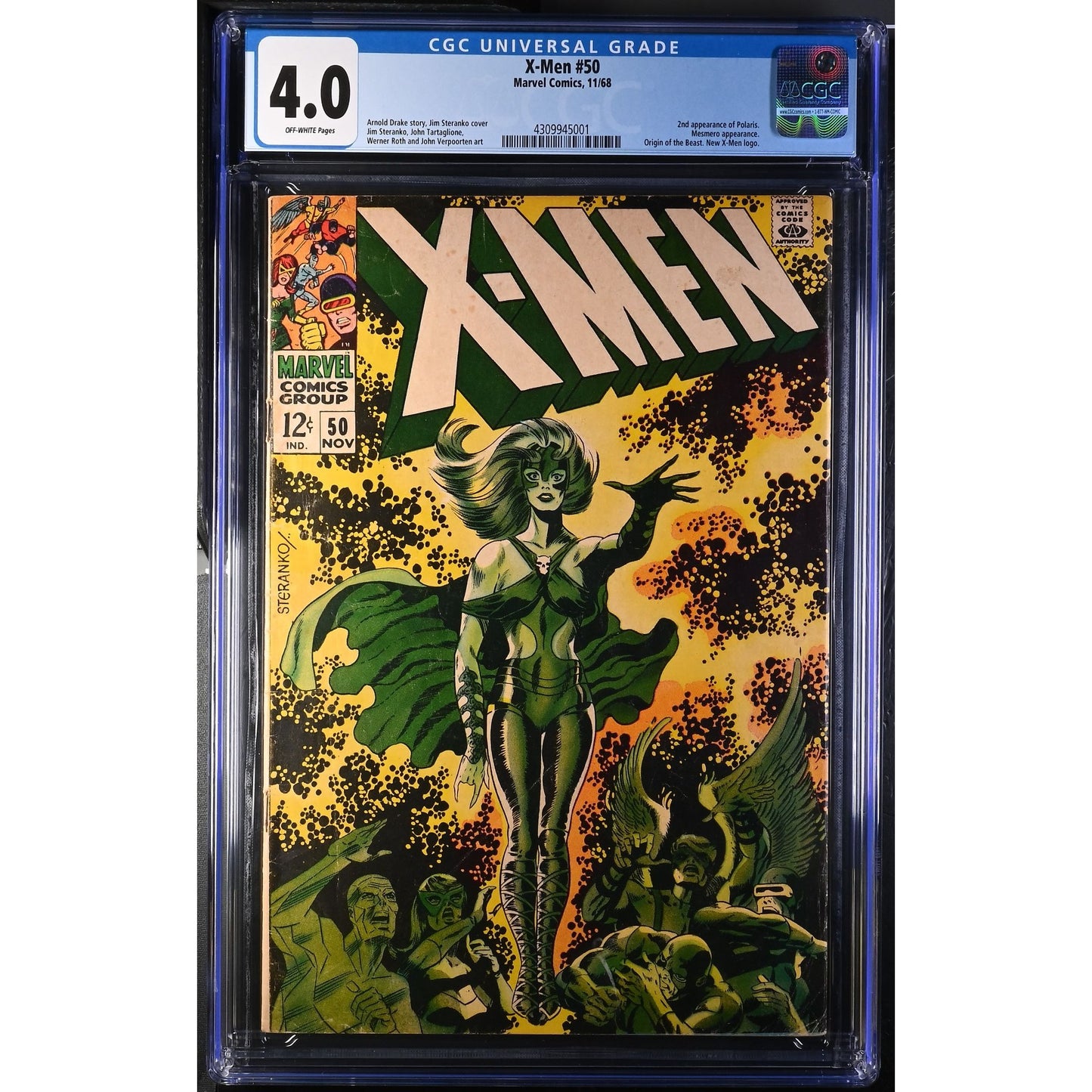 X-Men #50 (1968) CGC 4.0 Marvel Key Issue Origin of The Beast, New X-Men Logo