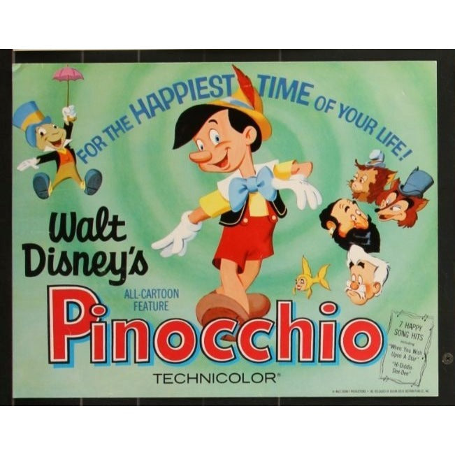 Pinocchio (1940 Re-release) Original Lobby Card Movie Poster 11x14