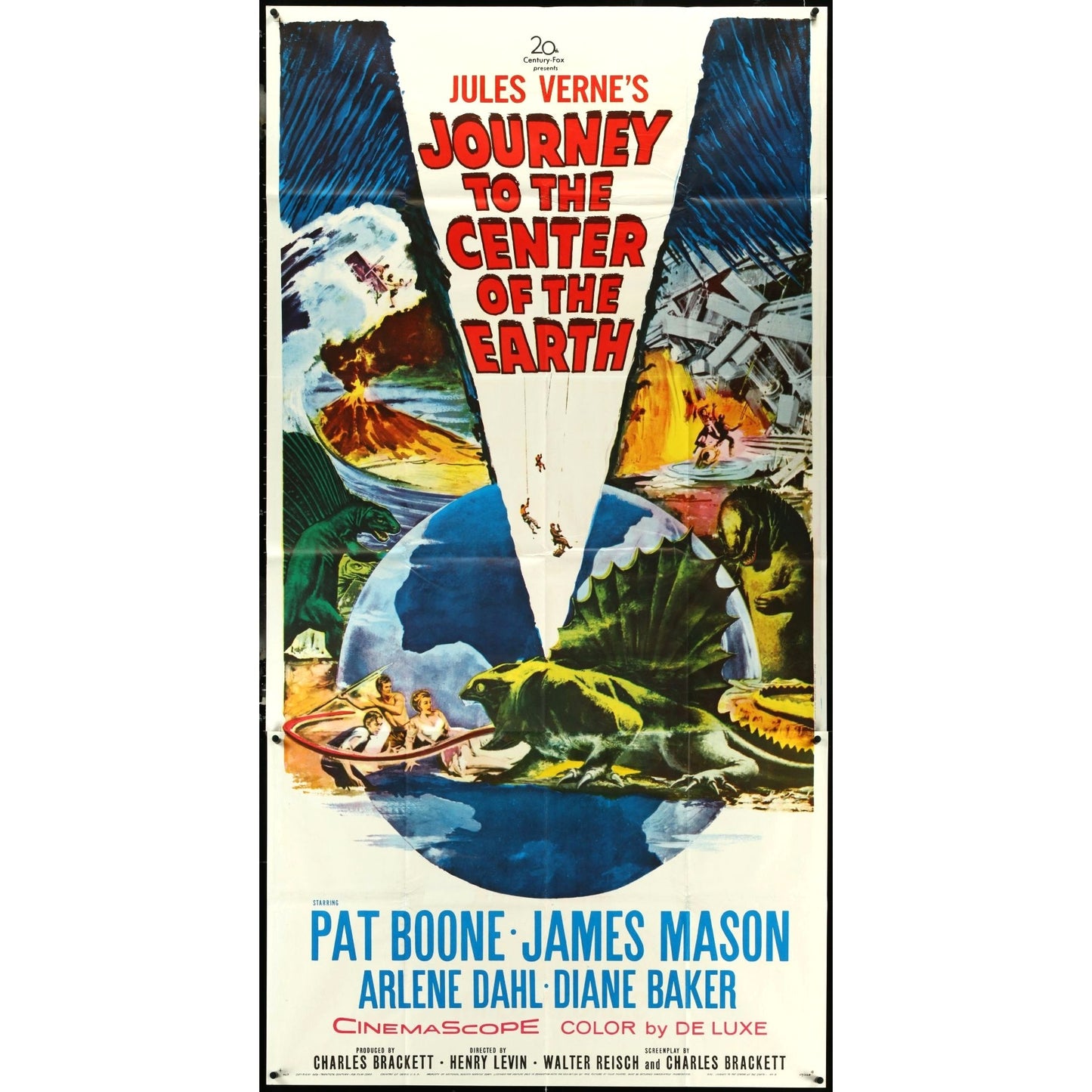 JOURNEY TO THE CENTER OF THE EARTH Original Folded Poster 41" x 81" 1959