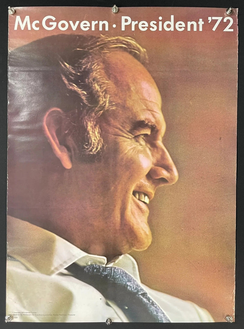 George McGovern President 1972 Campaign Poster Political Memorabilia 21x28.75