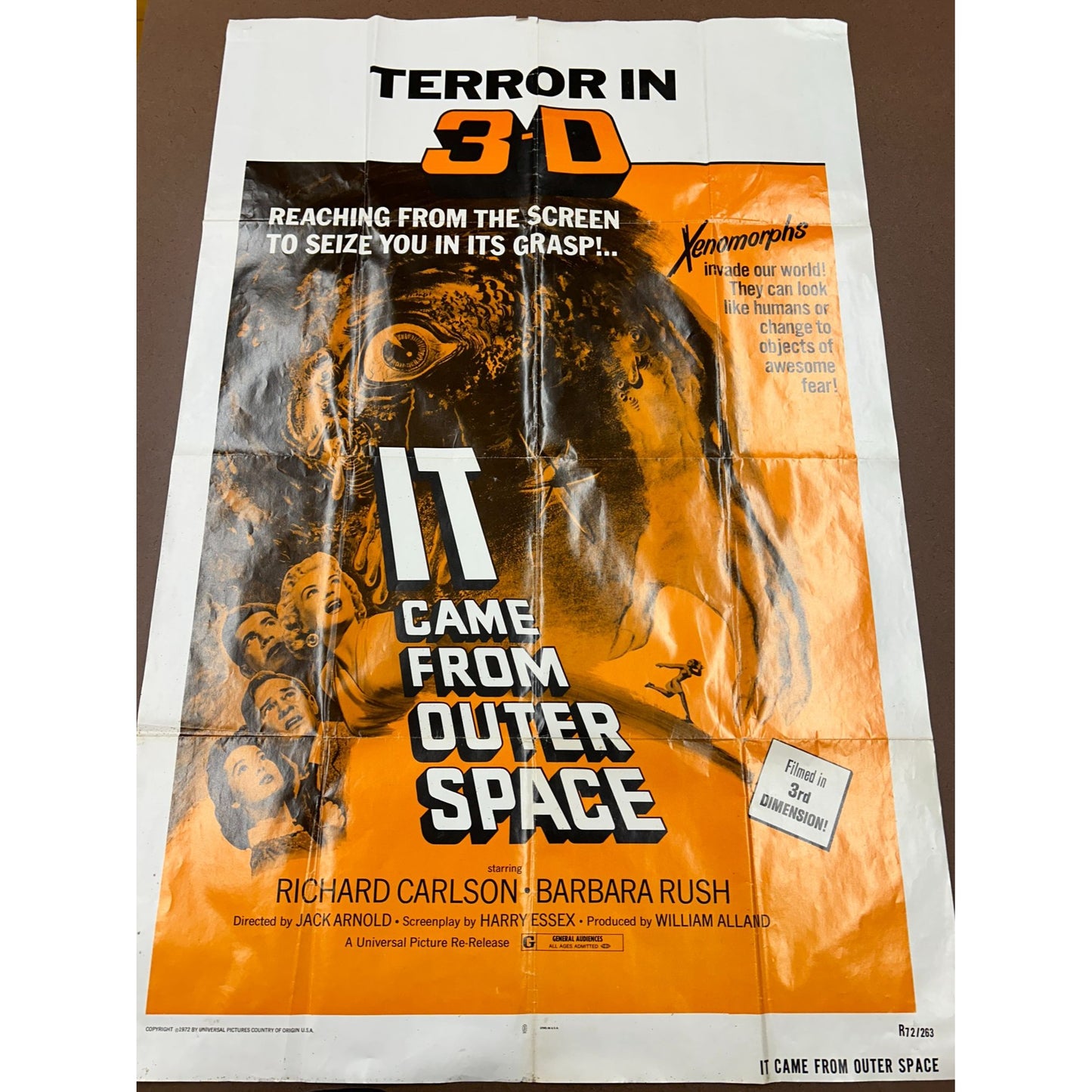 It Came from Outer Space in 3D (1972 re-release) Orig. Movie Poster Folded 27x41
