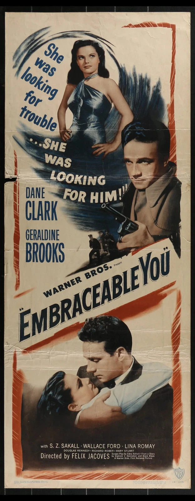 Embraceable You (1948) Original Insert Movie Poster Folded 14x36