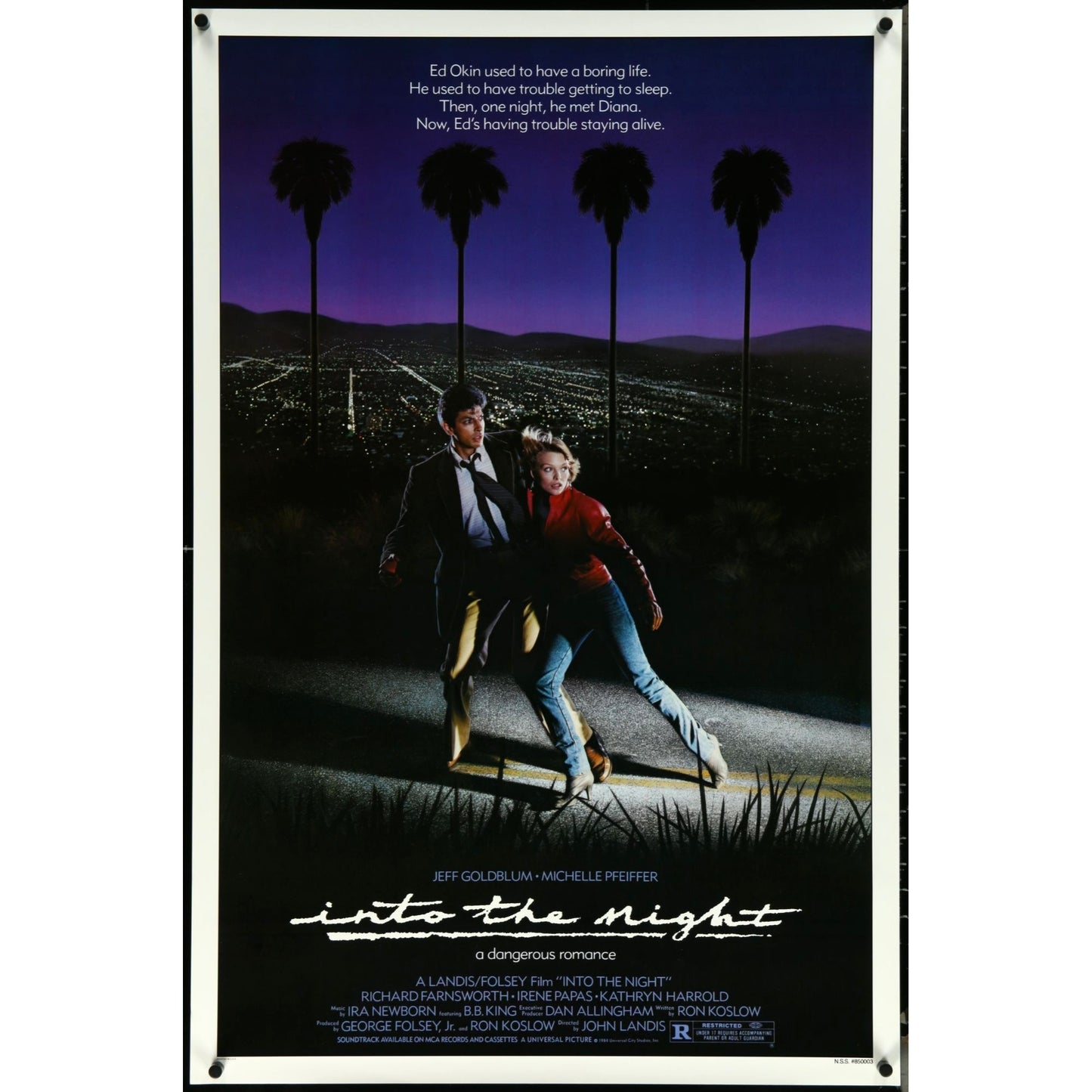 Into the Night (1985) Original Movie Poster 27x41 SS Rolled Goldblum Pfeiffer