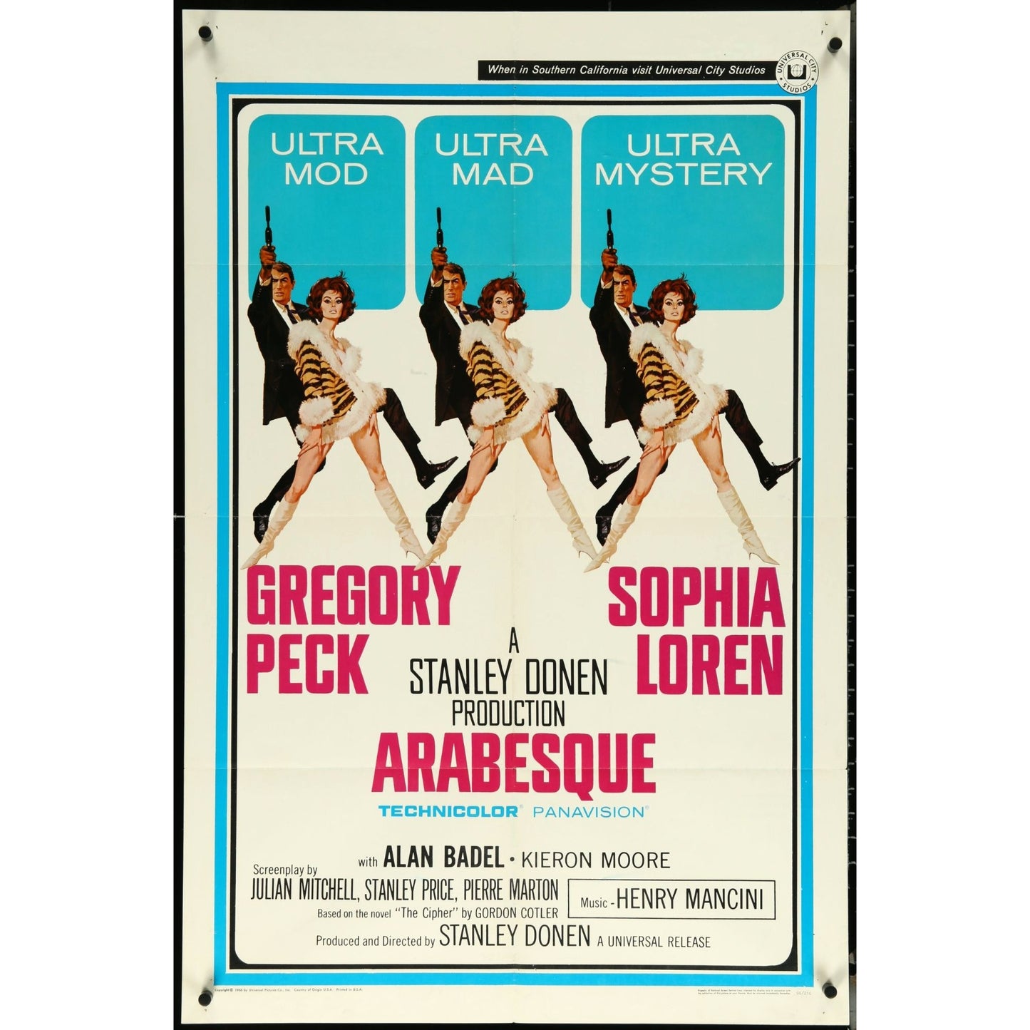 Arabesque (1966) Original Folded Movie Poster 27x41 Peck, Loren EM4-119