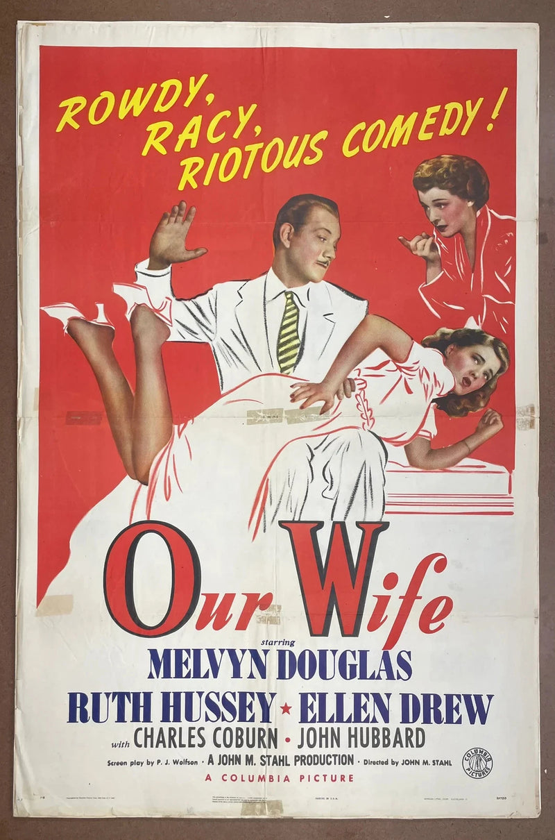 Our Wife 1941 Original US One Sheet Movie Poster Melvyn Douglas Hussey Drew