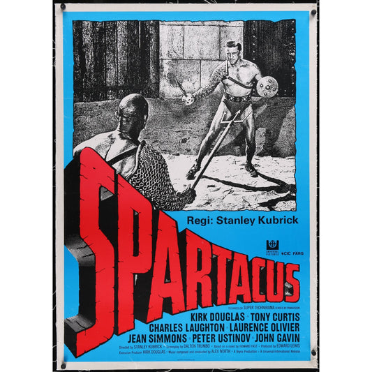 SPARTACUS - 1984 Swedish Re-Release Poster Linenbacked 27 1/2" x 39" Kubrick