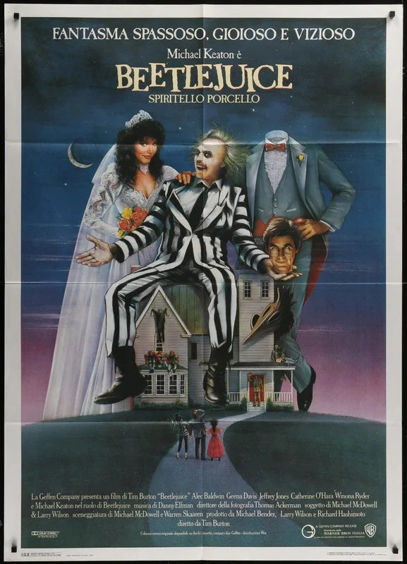 Beetlejuice 1988 Original Italian 1P Movie Poster 39x55 Tim Burton Carl Ramsey