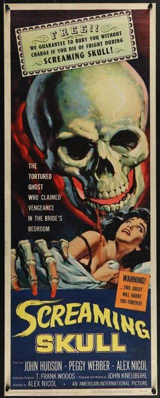The Screaming Skull 1958 Original Insert Movie Poster 14x36 AIP Cult Horror
