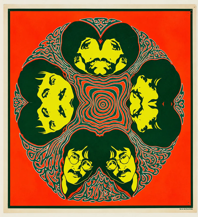 Beatles 1967 Psychedelic Blacklight Poster Miller Sir Kia Original 23x21 RARE