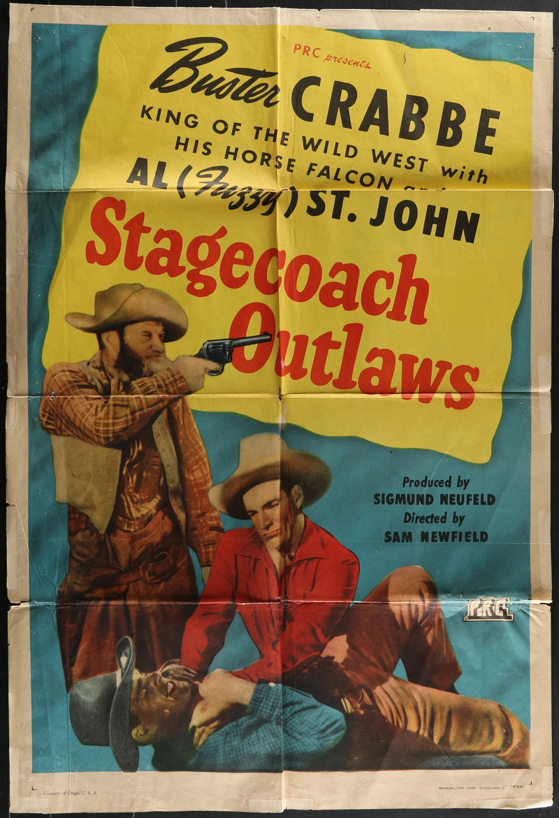 Stagecoach Outlaws (1945) Original One Sheet Poster 27x41 Buster Crabbe