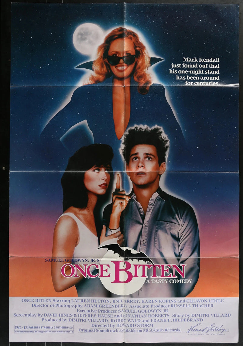 Once Bitten 1985 Original 27x40 Folded Vampire Comedy Jim Carrey Poster