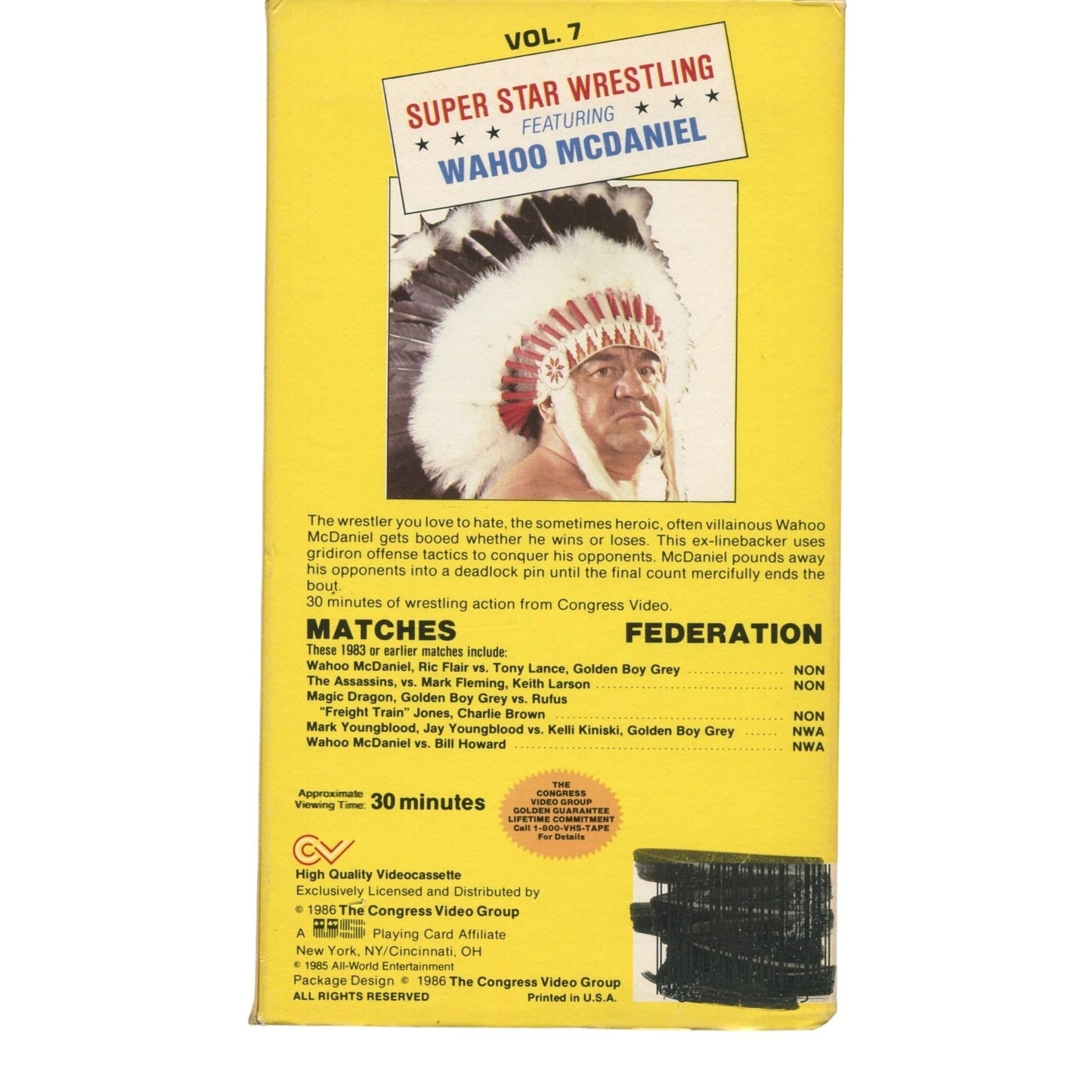 Super Star Wrestling: Wahoo McDaniel Vol. 7 (1985) Wrestling VHS Tape