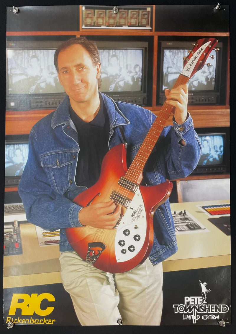 Pete Townshend Rickenbacker Limited Edition Guitar Poster 23x33 Vintage 1980s