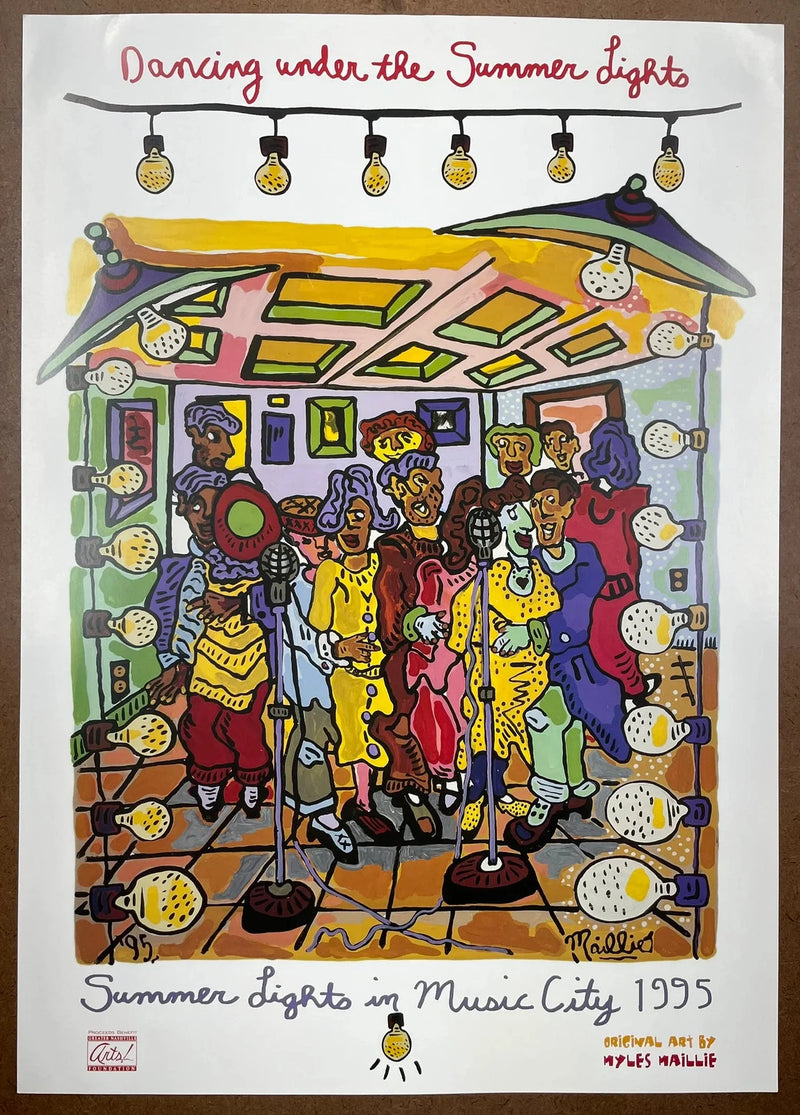 Summer Lights in Music City 1995 Myles Maillie Art Poster Nashville