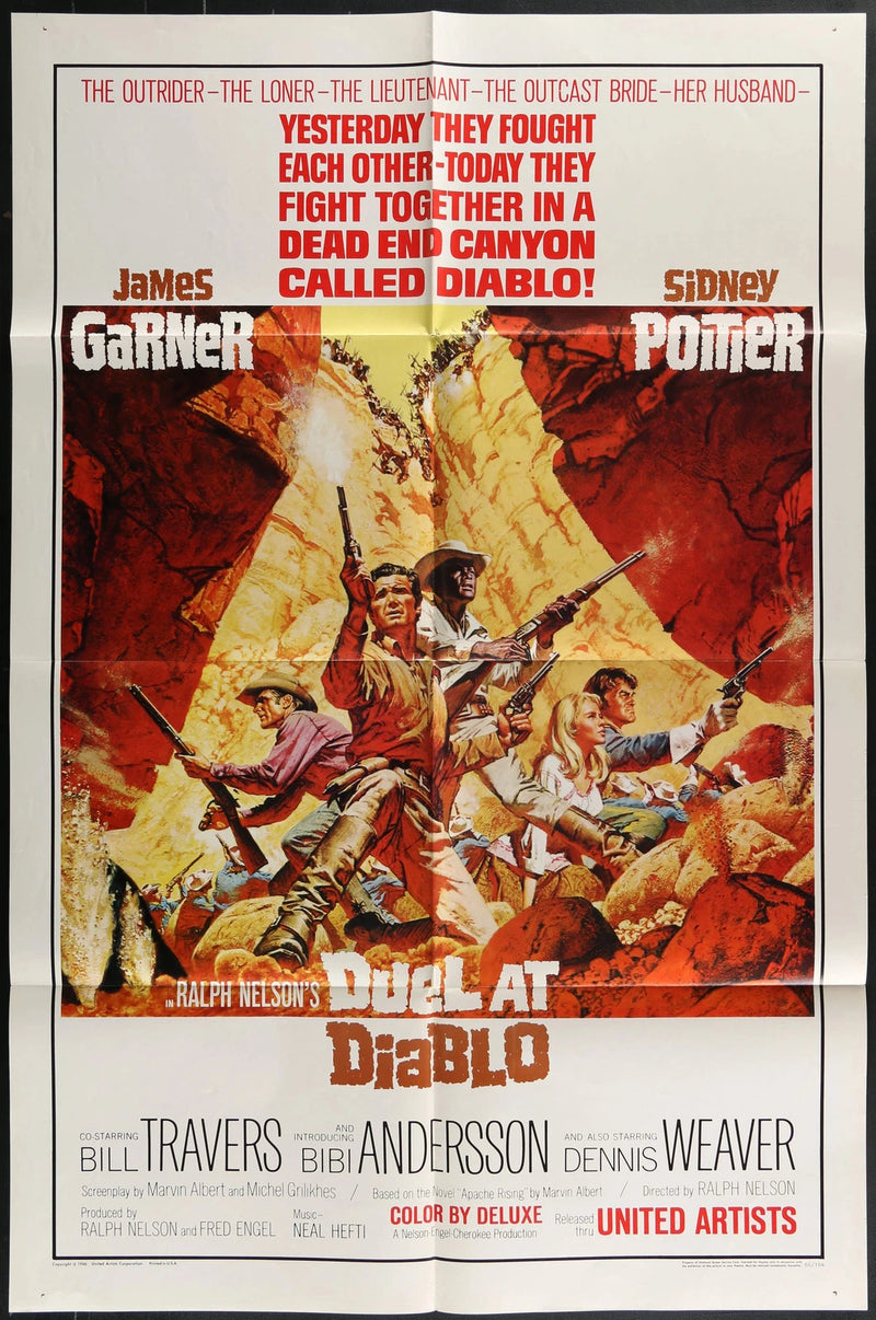 Duel at Diablo (1966) Original One Sheet Western Movie Poster Folded 27x41