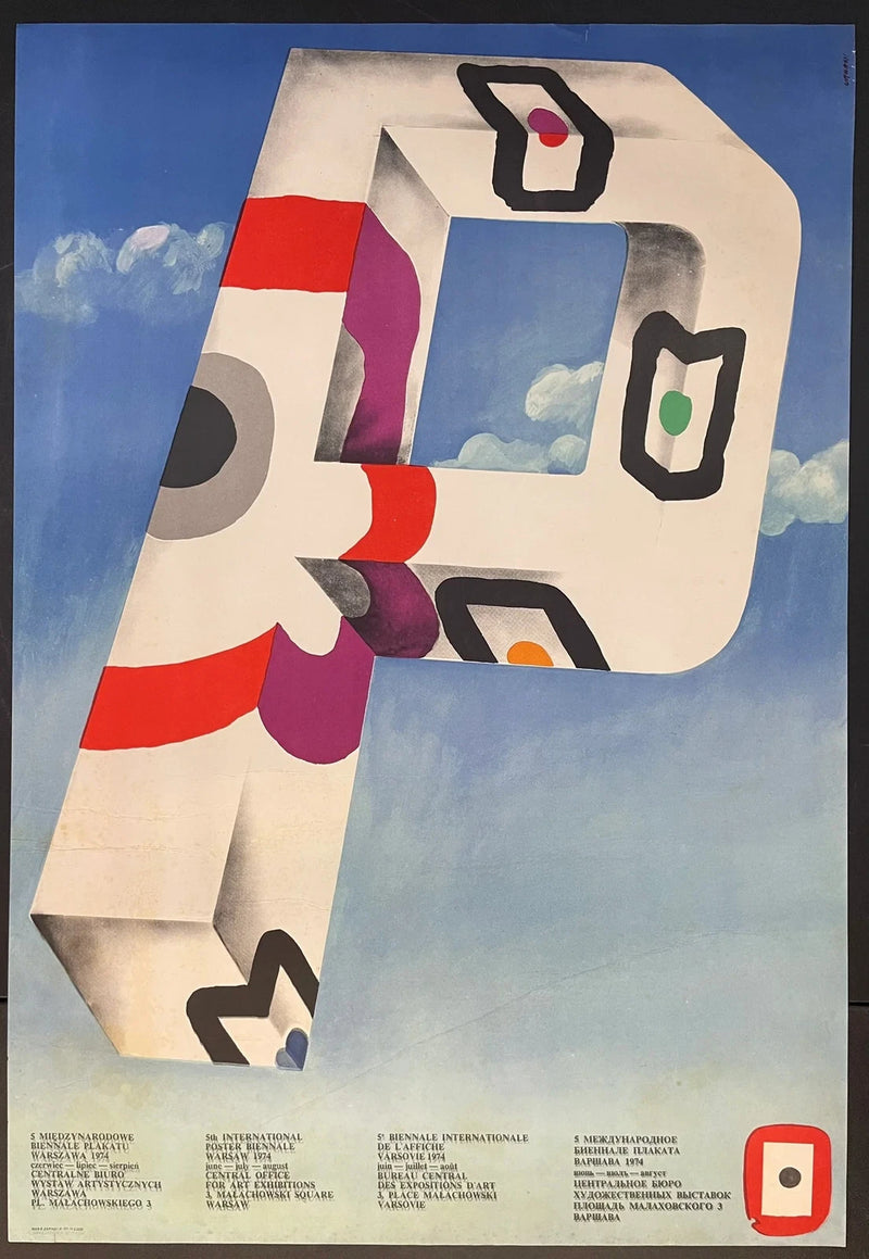 5th International Poster Biennale Warsaw (1974) Original Polish Poster 26x38