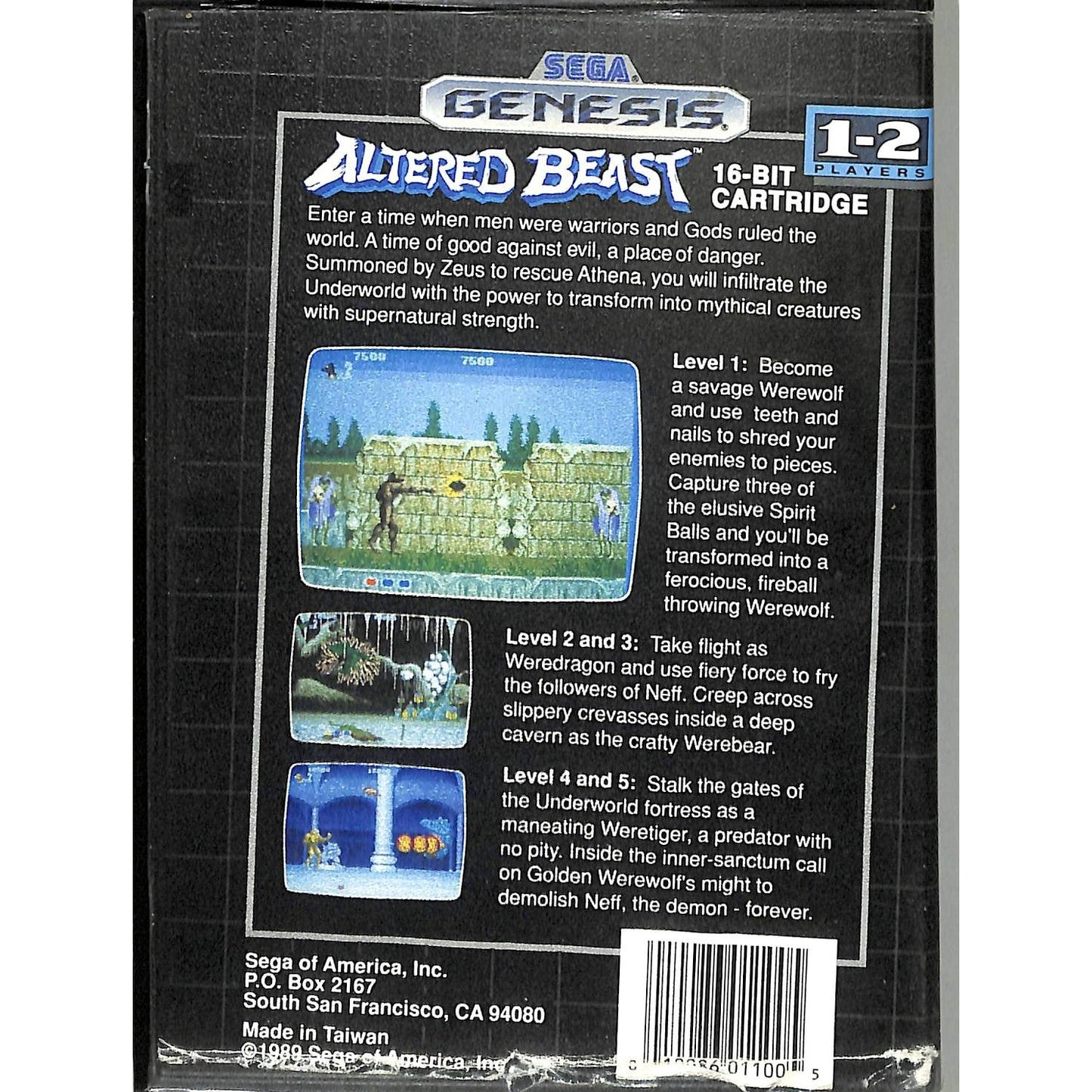 Altered Beast (1988) Sega Genesis Cartridge Complete in Box