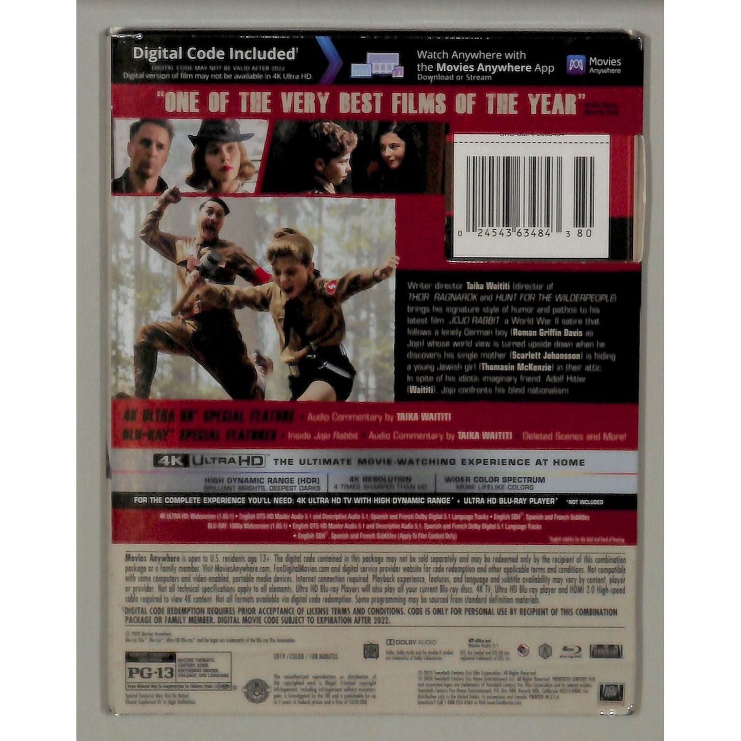 Jojo Rabbit (2019) Blu-Ray Used VG w/ Slipcase
