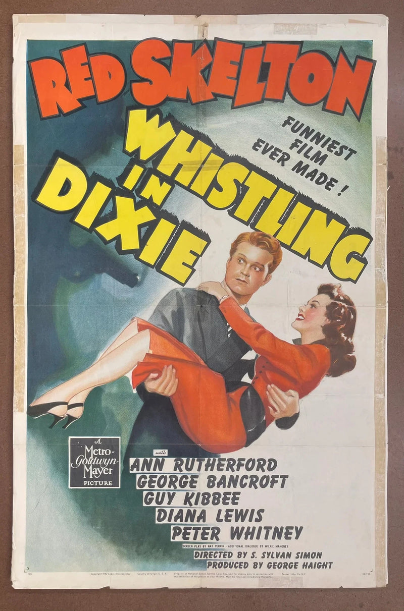 Whistling in Dixie 1942 Original US Three Sheet Folded Red Skelton Poster