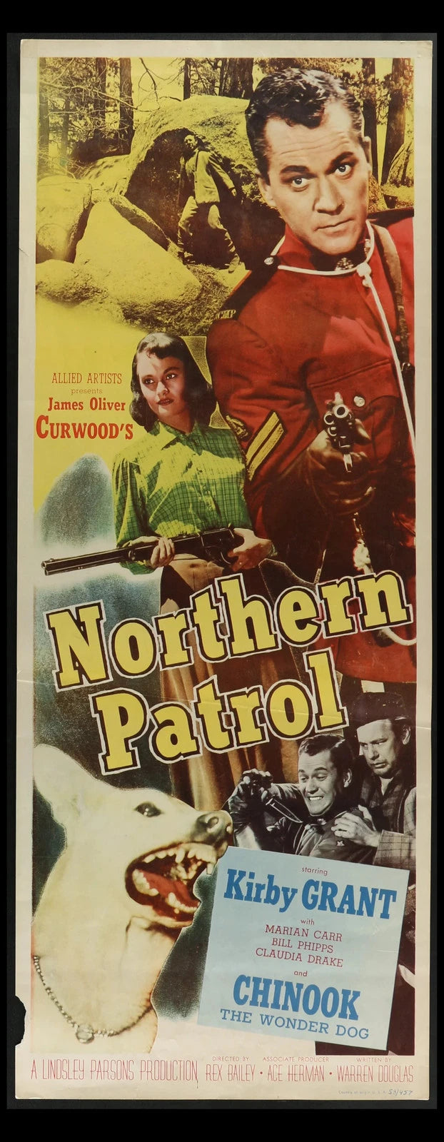 Northern Patrol (1953) Original Western Insert Movie Poster Rolled 14x36