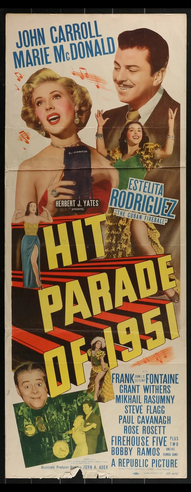 Hit Parade of 1951 (1950) Original Musical Insert Movie Poster Folded 14x36