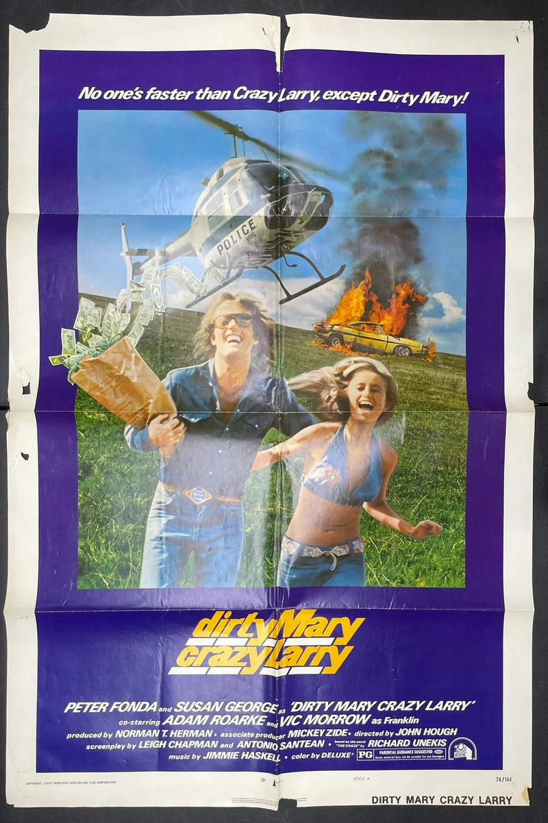Dirty Mary Crazy Larry (1974) Original Movie Poster Folded 27x41