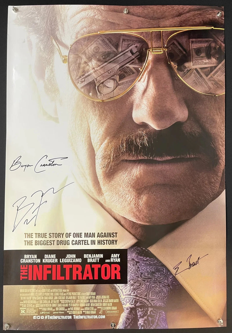 The Infiltrator 2016 Bryan Cranston Signed Movie Poster 27x40 Rolled Rare