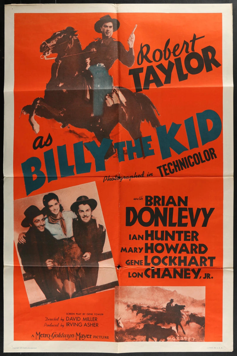 Billy the Kid 1941 Re-Release Robert Taylor Western Movie Poster 27x41 MGM