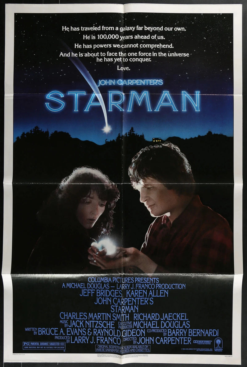 Starman 1984 Original Sci-Fi Romance Movie Poster 27x41 Folded Carpenter
