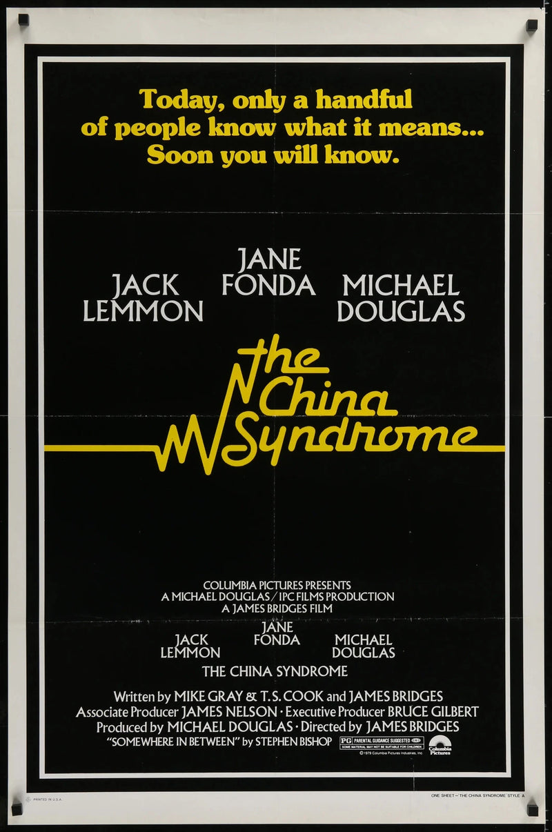 The China Syndrome 1979 Original 27x41 Folded Movie Poster Jane Fonda Lemmon