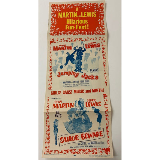 Sailor Beware + Jumping Jacks (1952) 1957 Movie Insert 14x36 Folded Martin/Lewis