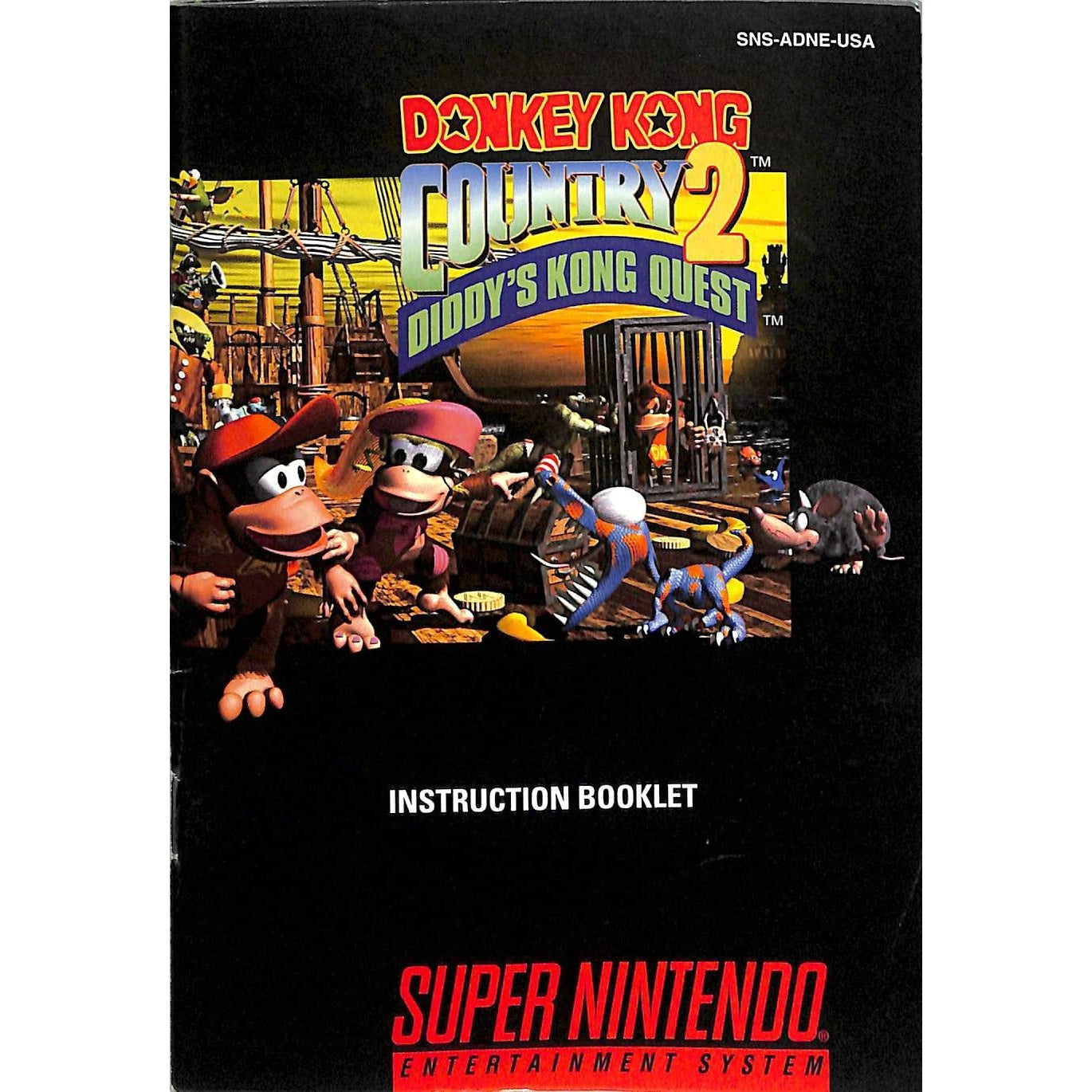 Donkey Kong Country 2: Diddy's Kong Quest (1995) Nintendo SNES Cartridge + Manual