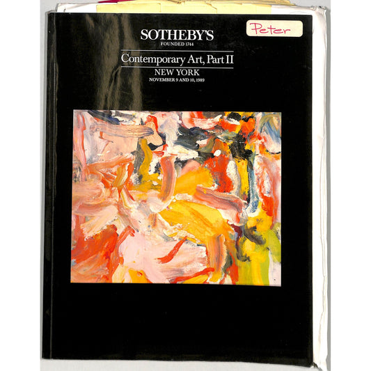 Sotheby's Contemporary Art Part 2 Auction Catalog November 9-10, 1989