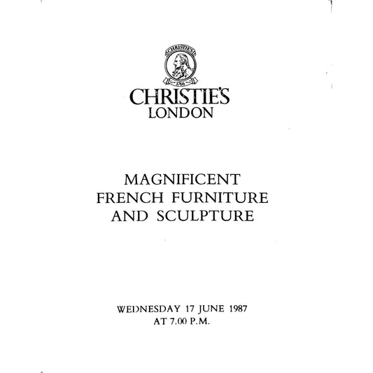 Christie's French furniture and Sculpture Auction Catalog 1987