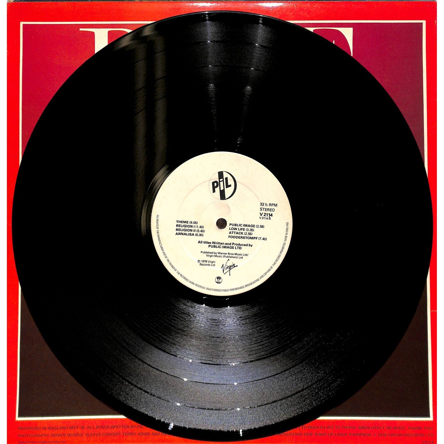 Public Image Self-Titled Vinyl Record V2114