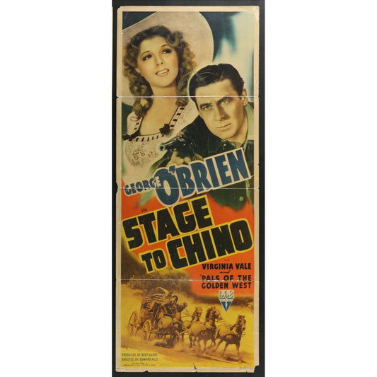 Stage to Chino (1940) Original Western Insert Movie Poster Folded 14x36