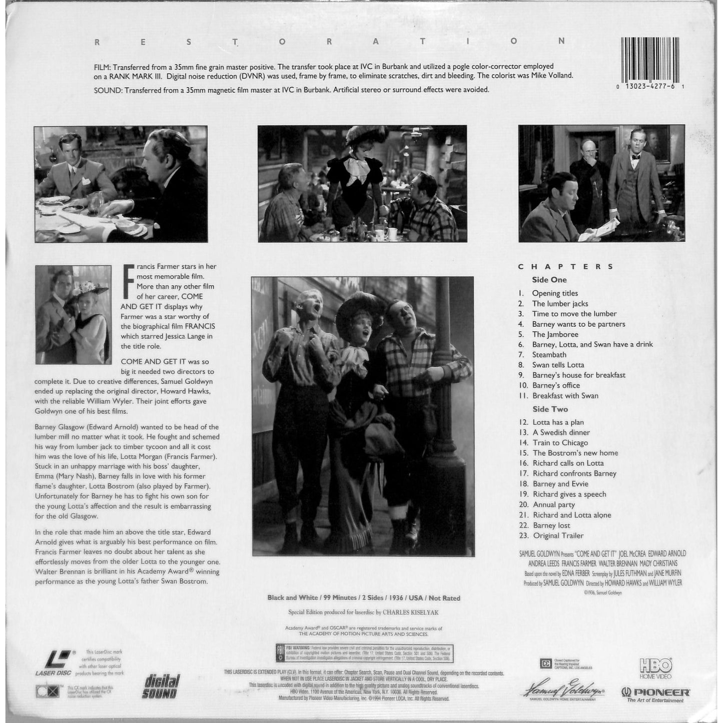 Come and Get It (1936) Laserdisc