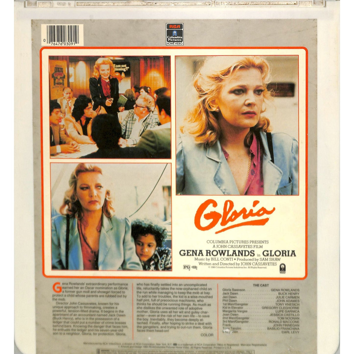 Gloria (1980) Vintage CED Videodisc