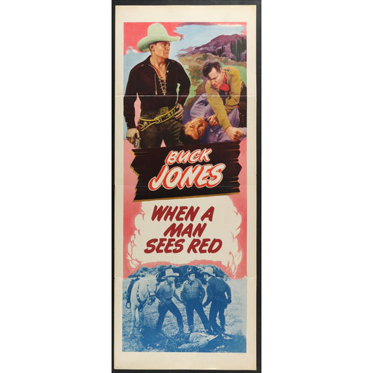 When a Man Sees Red (1934) Original Western Insert Movie Poster Folded 14x36