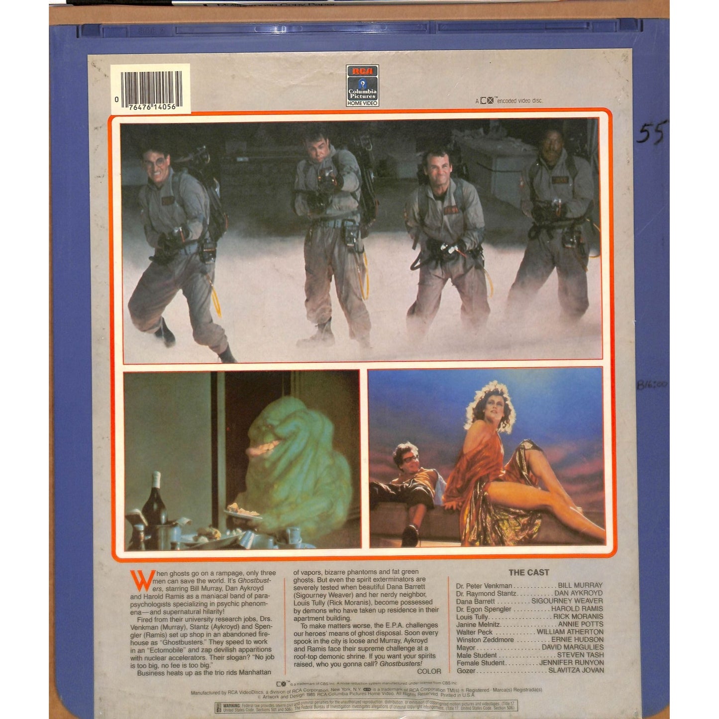 Ghost Busters (1984) Vintage CED RCA SelectaVision Videodisc TESTED WORKING