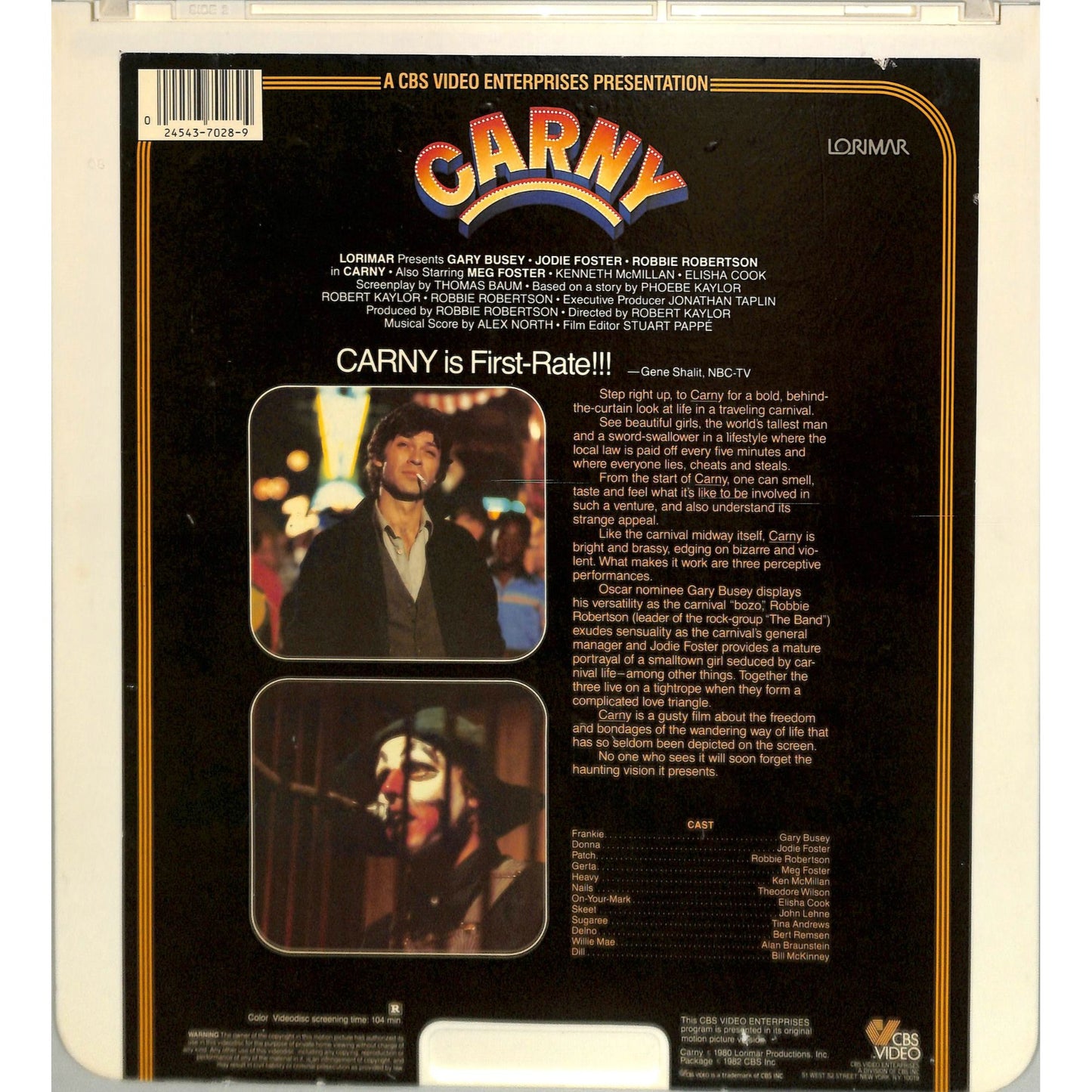 Carny (1980) Vintage CED Videodisc
