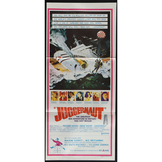 Juggernaut (1974) Original Australian Daybill Movie Poster Folded 13x30