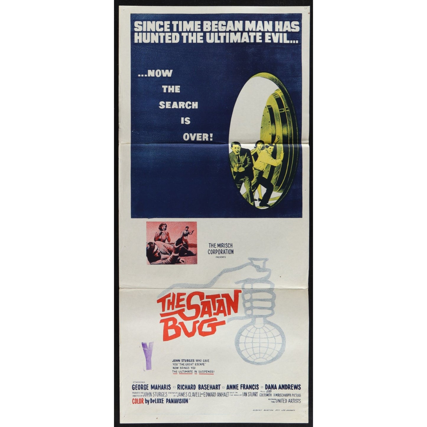 The Satan Bug (1965) Original Australian Daybill Movie Poster Folded 13x30