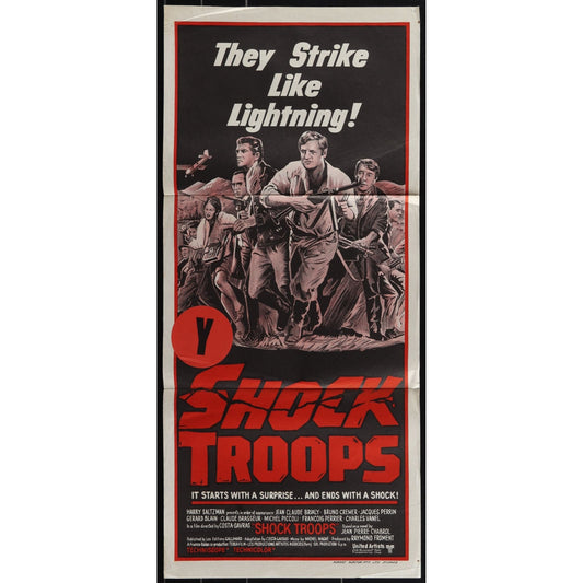 Shock Troops (1967) Original Australian Daybill Movie Poster Folded 13x30