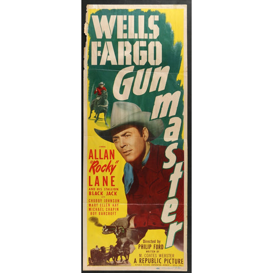 Wells Fargo Gunmaster (1951) Original Western Insert Movie Poster Folded 14x36