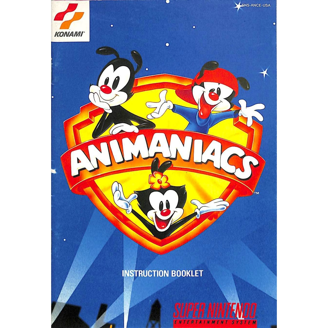 Animaniacs (1994) Nintendo SNES Cartridge + Manual