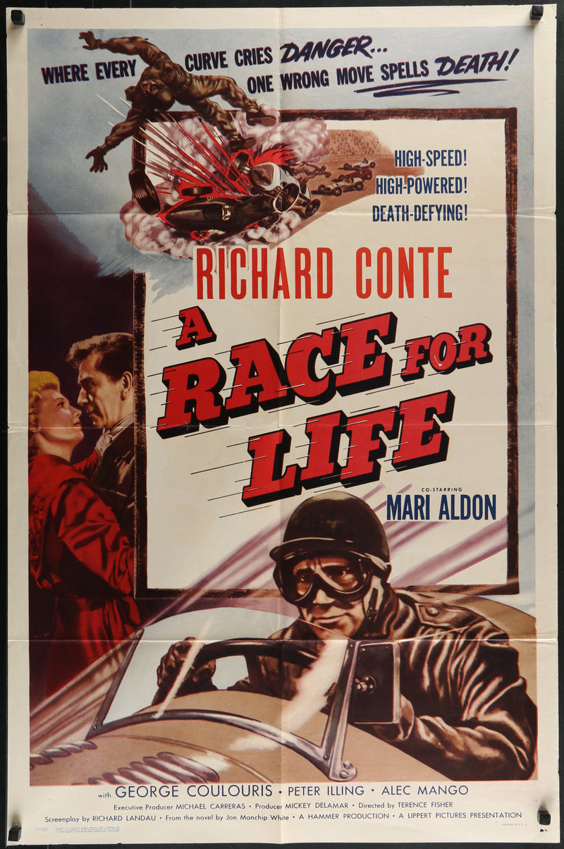 A Race for Life (1954) Original One Sheet Movie Poster 27x41 Richard Conte