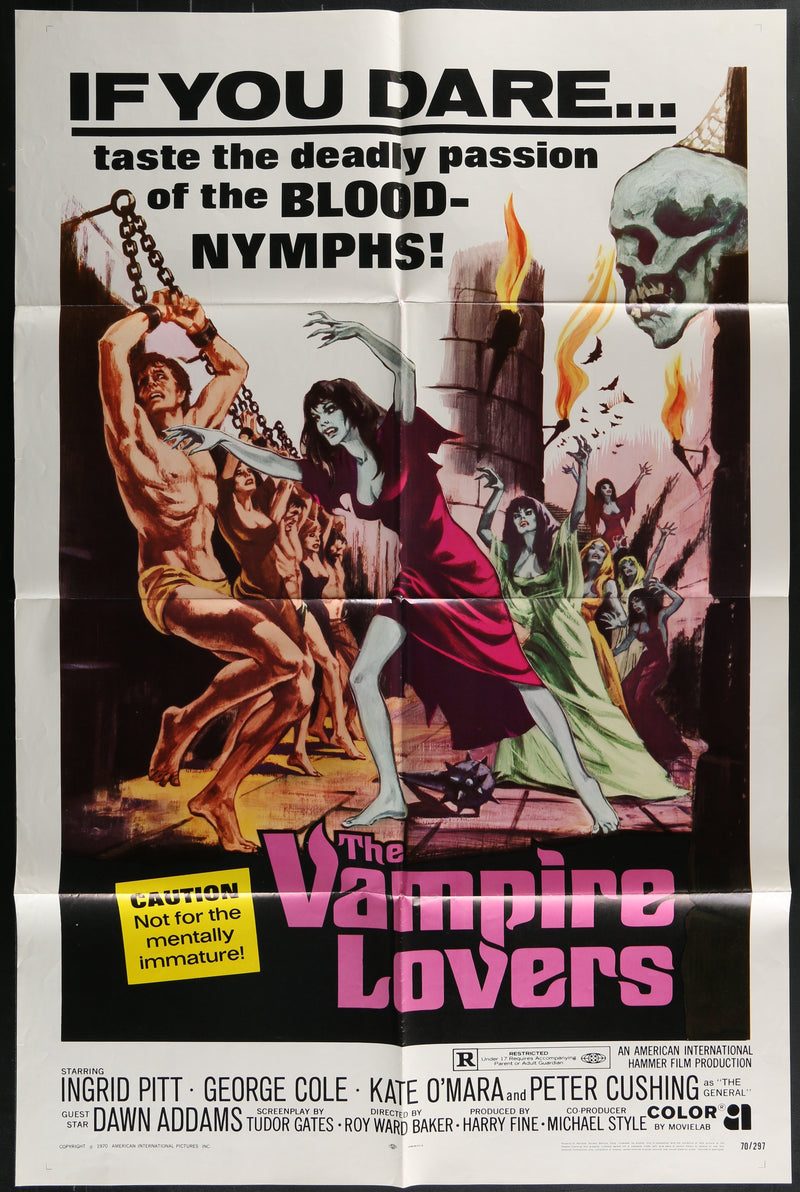 The Vampire Lovers (1970) Original One Sheet Horror Poster 27x41 Ingrid Pitt